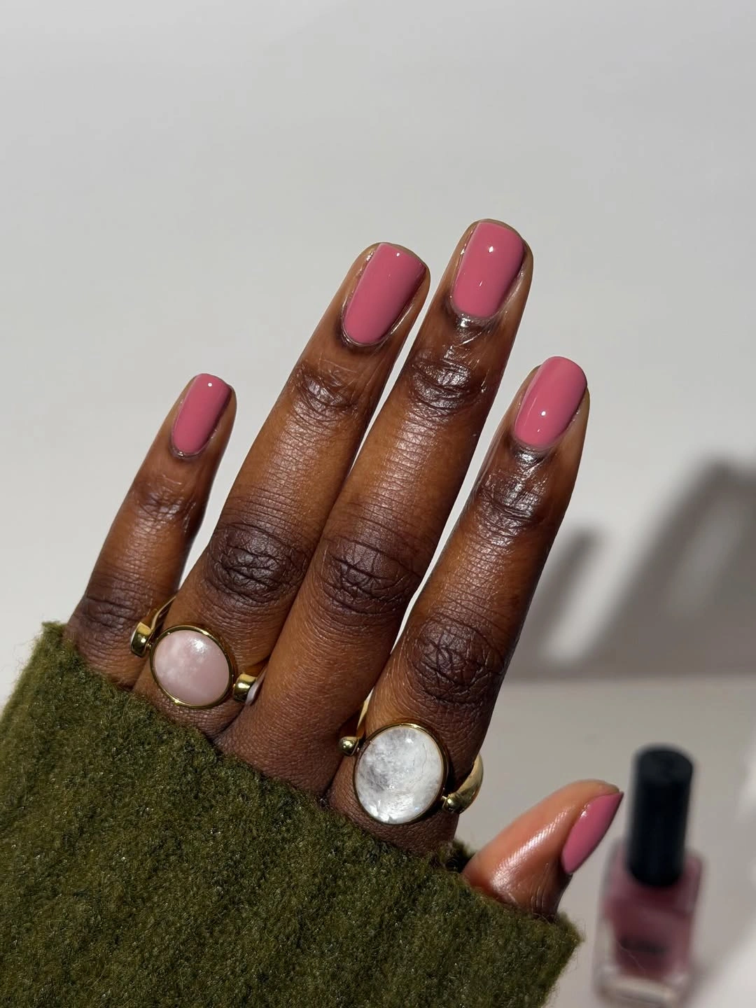 stylish fall nails for dark skin 2026 Dusty Rose Minimalist Gloss