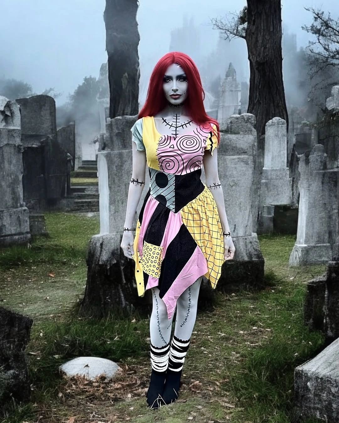 stylish halloween costume ideas 2026 Sally With Graphic Patchwork