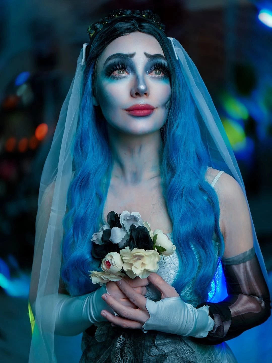 stylish halloween costume ideas 2026 Corpse Bride in Icy Blue