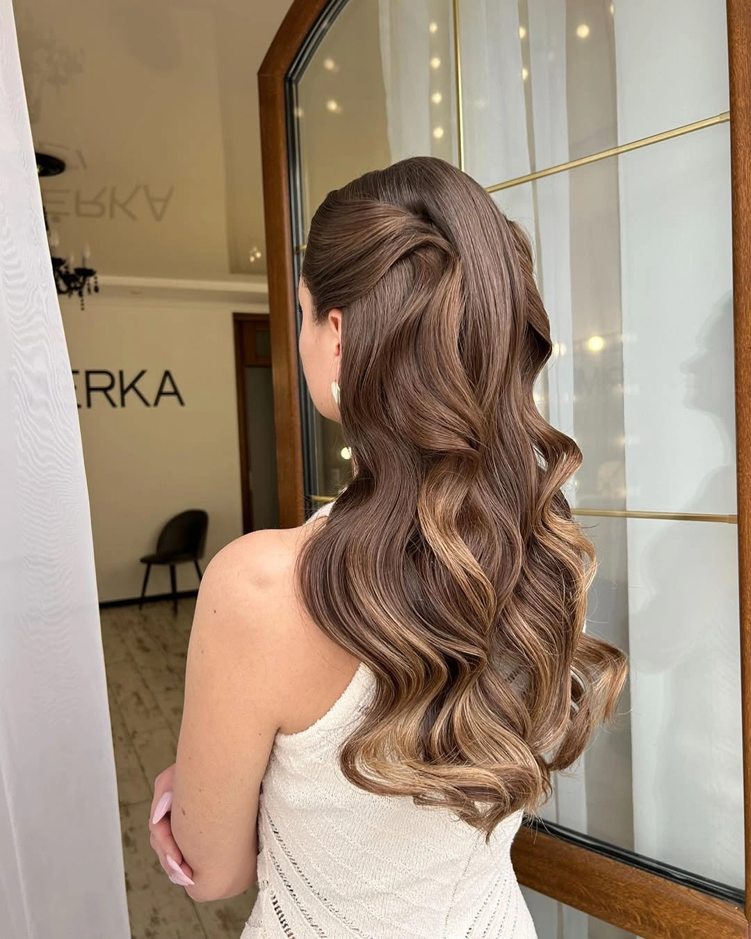 stylish middle parting hairstyles Soft Half-Up Waves With A Romantic Twist