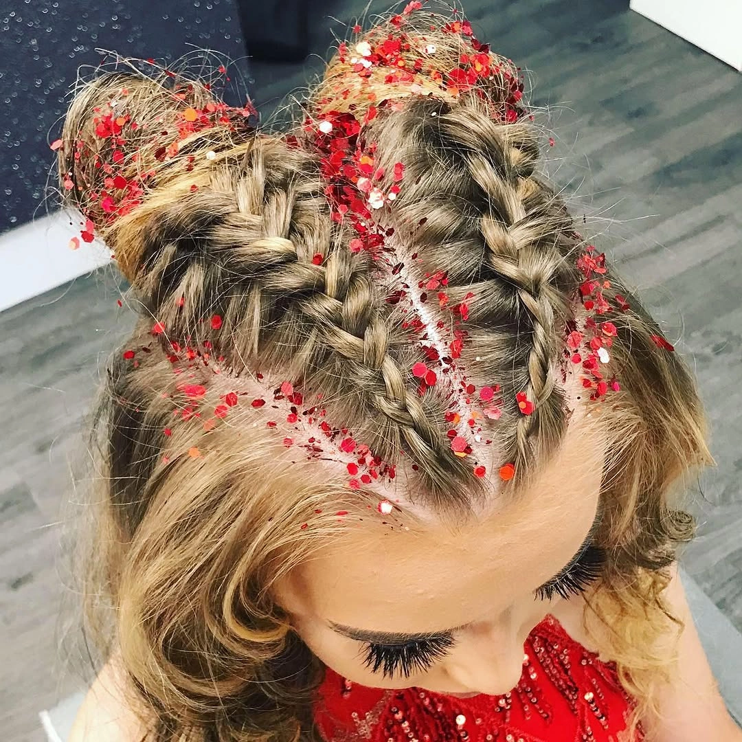 stylish middle parting hairstyles Playful Braided Updo With Sparkling Detail