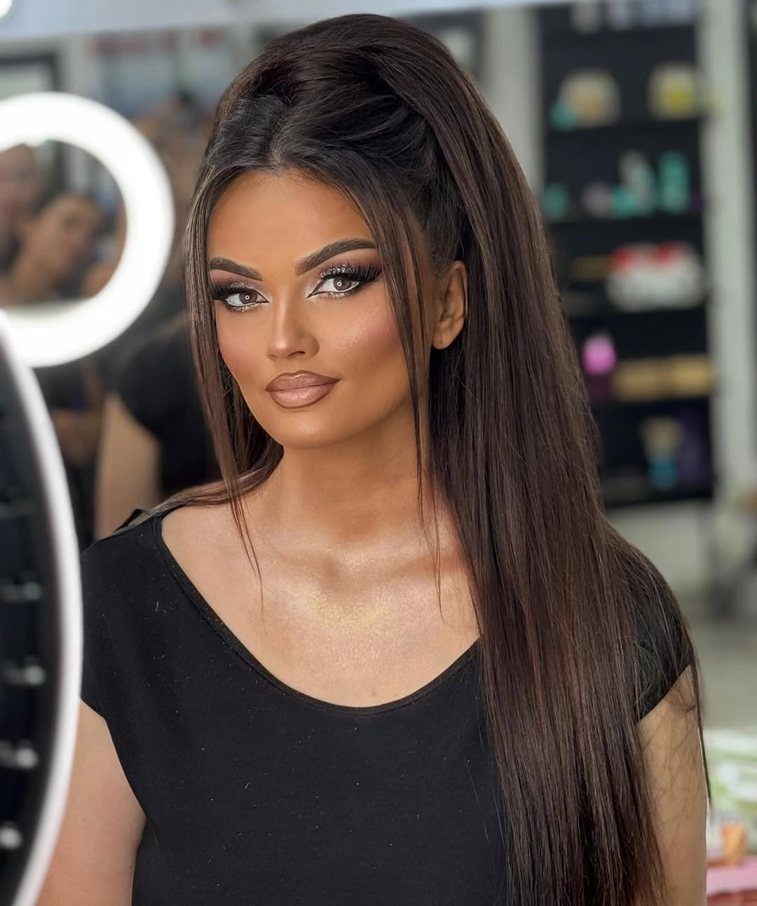stylish middle parting hairstyles Sleek Extra Long Hair With Face Framing Pieces