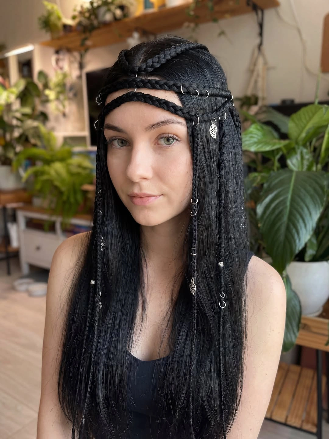 stylish middle parting hairstyles Bohemian Braids With Sleek Long Hair