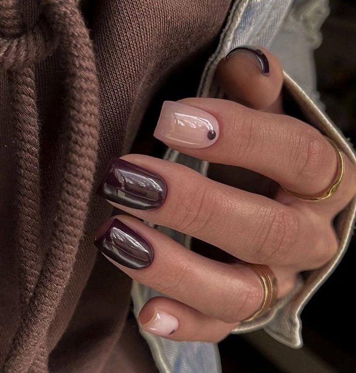 Trendy dark fall nails 2026 espresso chrome nude manicure