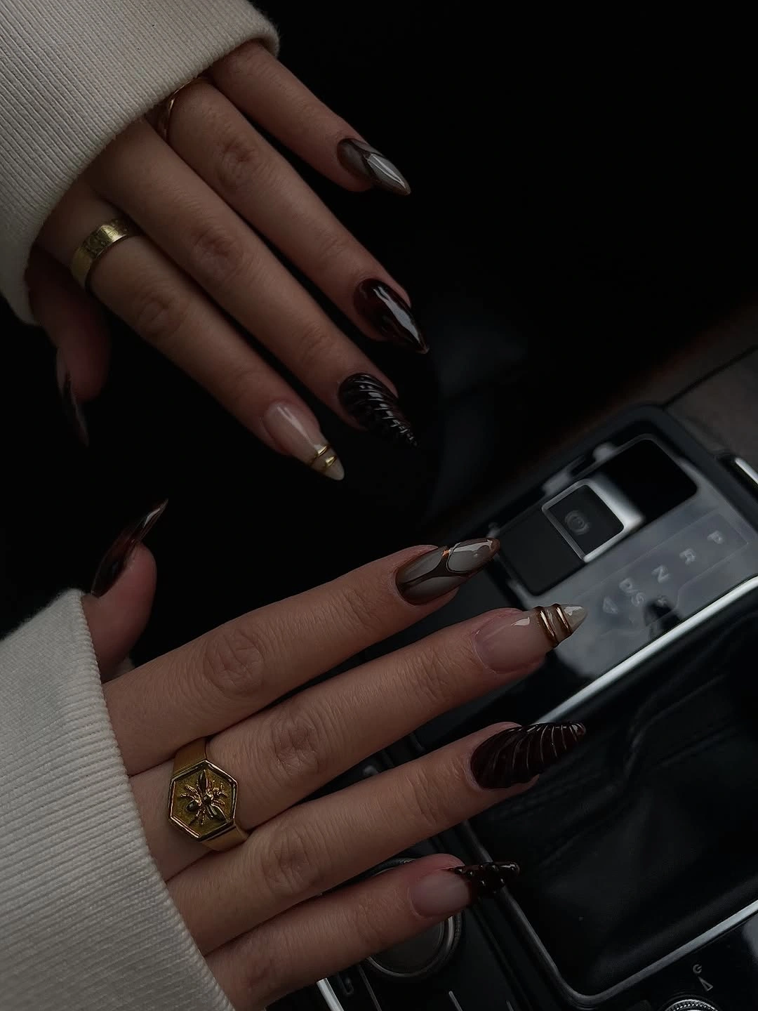 trendy fall burgundy nails with design Moody Burgundy Nails With Glossy Texture