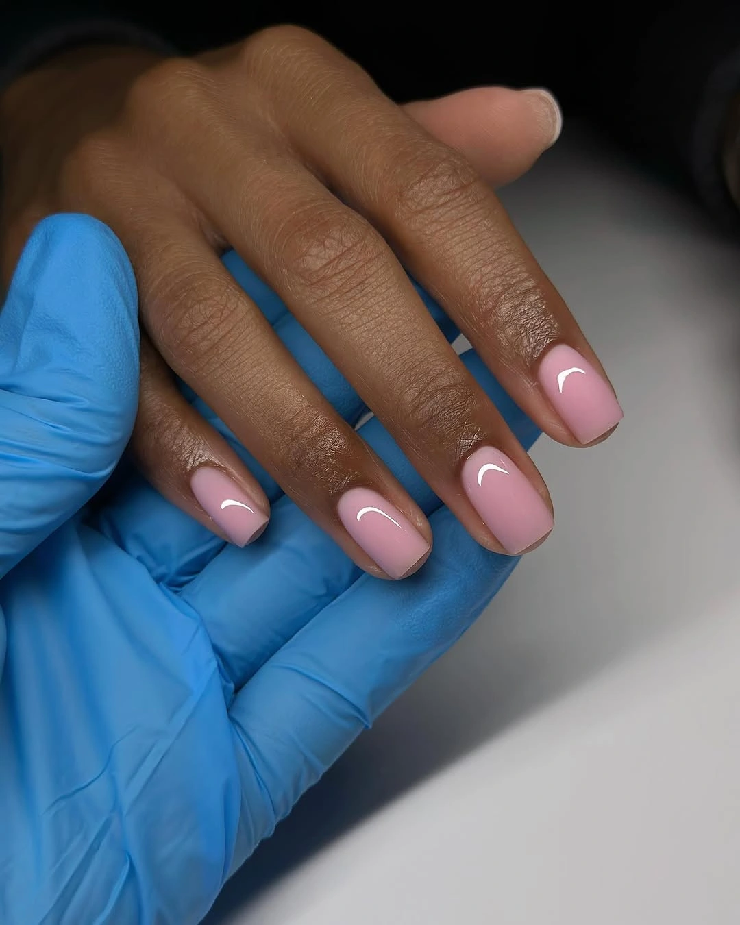 rich fall nails colors for dark skin Soft Pink With a Clean Glossy Finish