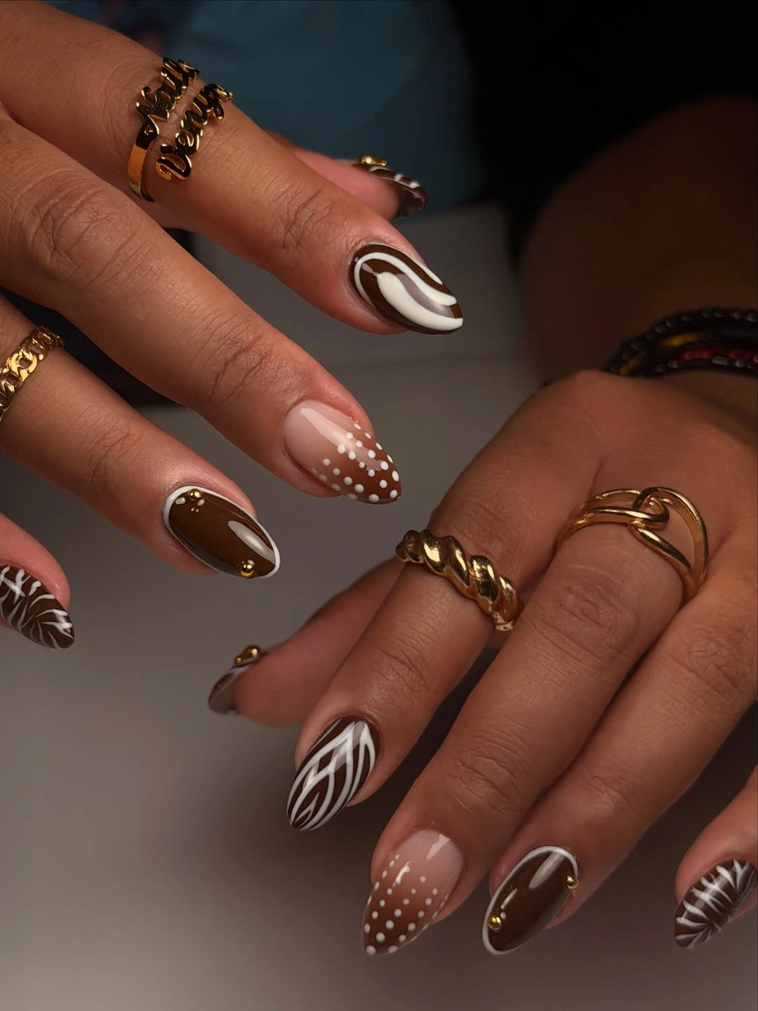 rich fall nails colors for dark skin chocolate brown cream nail designs