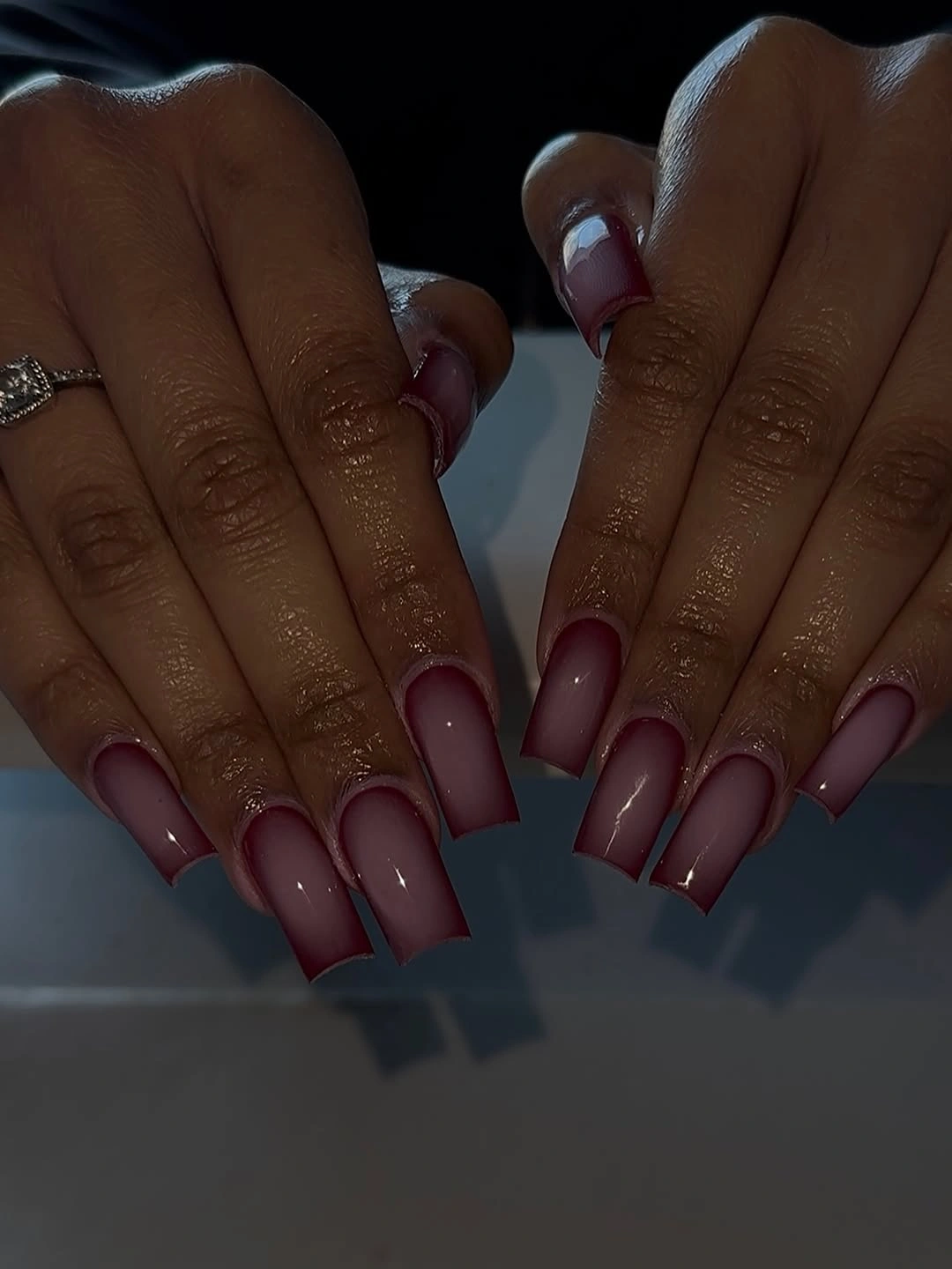 rich fall nails colors for dark skin deep berry mauve square nails