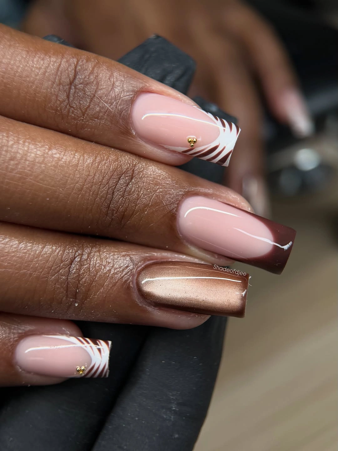 rich fall nails colors for dark skin soft pink chocolate French tips