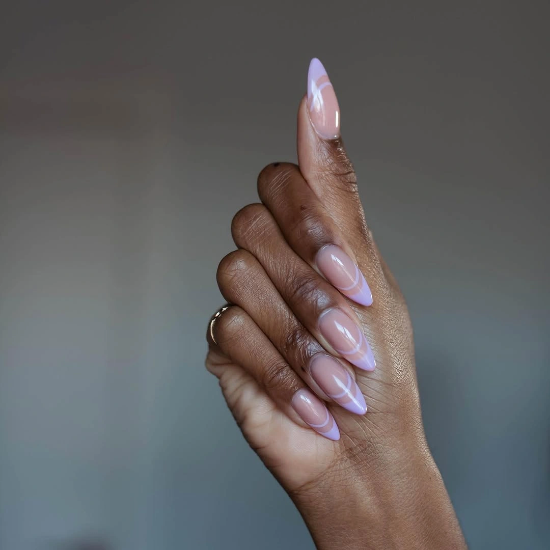 rich fall nails colors for dark skin lavender swirl almond nails