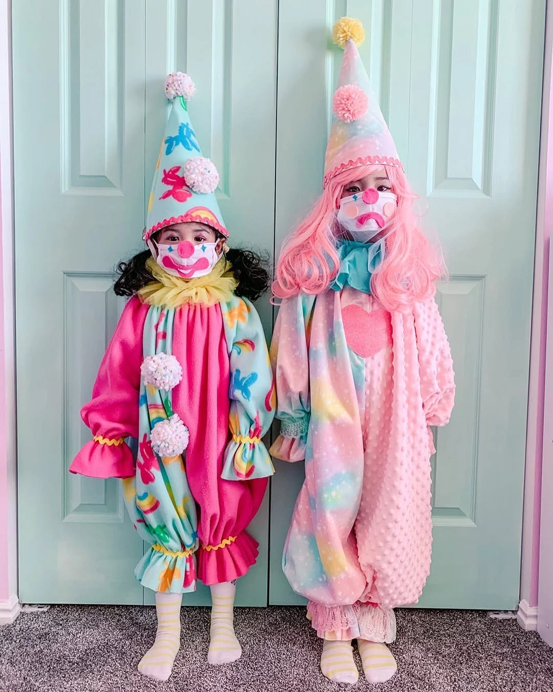 unique halloween costume for kids 2026 colorful creative clown duo costumes