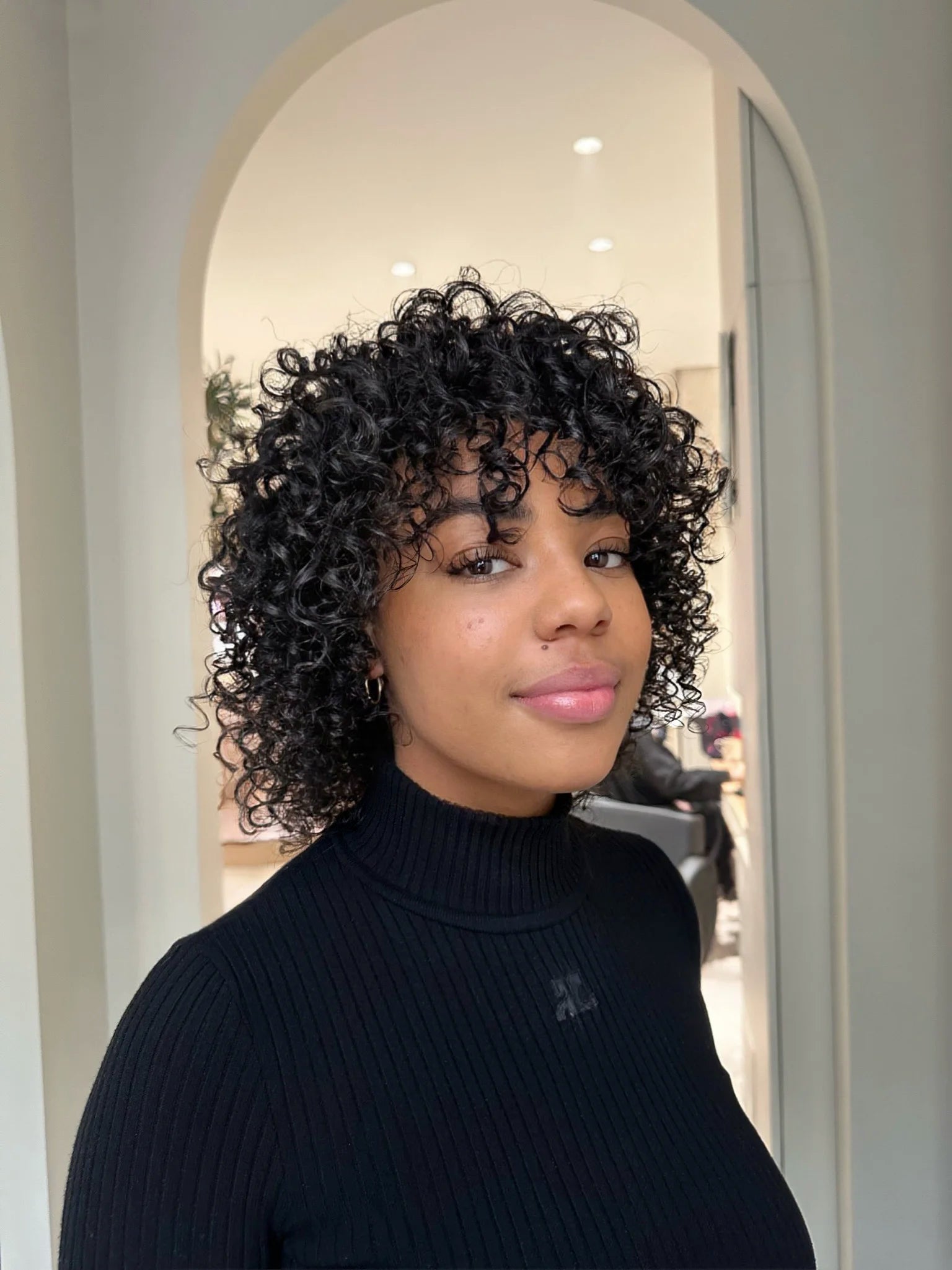 Black Curly Bob With Defined Curls — Winter Haircuts for Curly Hair
