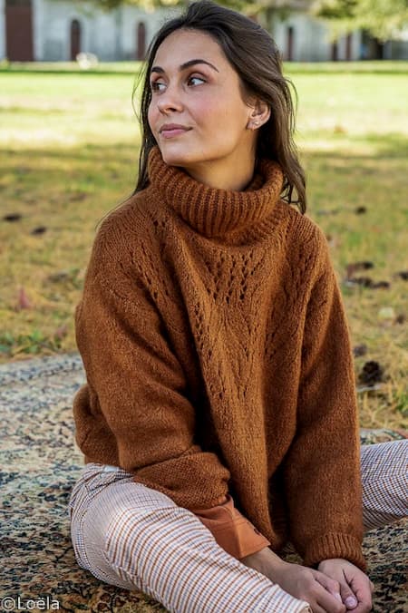 Textured Turtleneck with Plaid Trousers — Winter Outfits