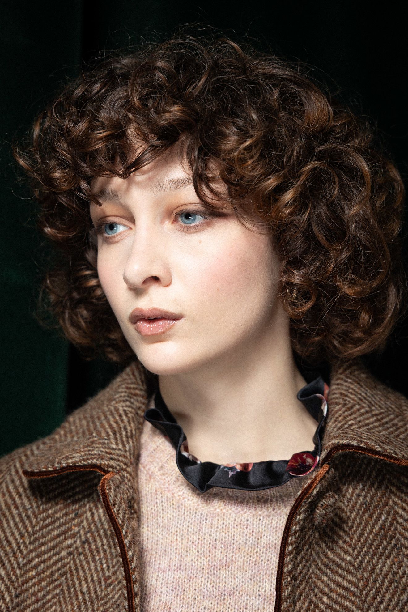 Medium Brown Bob With Auburn Highlights — Winter Haircuts for Curly Hair