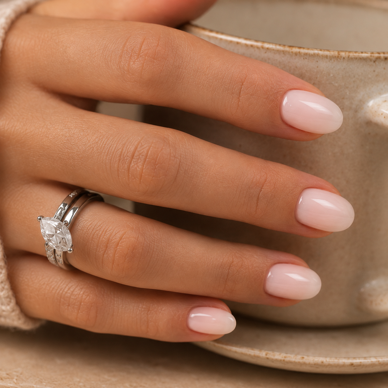 Soft Milky Pink Glossy Short Oval Nails Soft Milky Pink Glossy Short Oval Nails β Winter Oval Nails