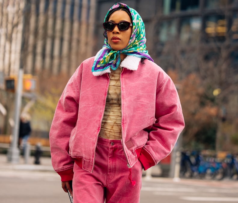 Vibrant Pink Denim Set with Patterned Mesh Top Vibrant Pink Denim Set with Patterned Mesh Top β Comfy Winter Outfits