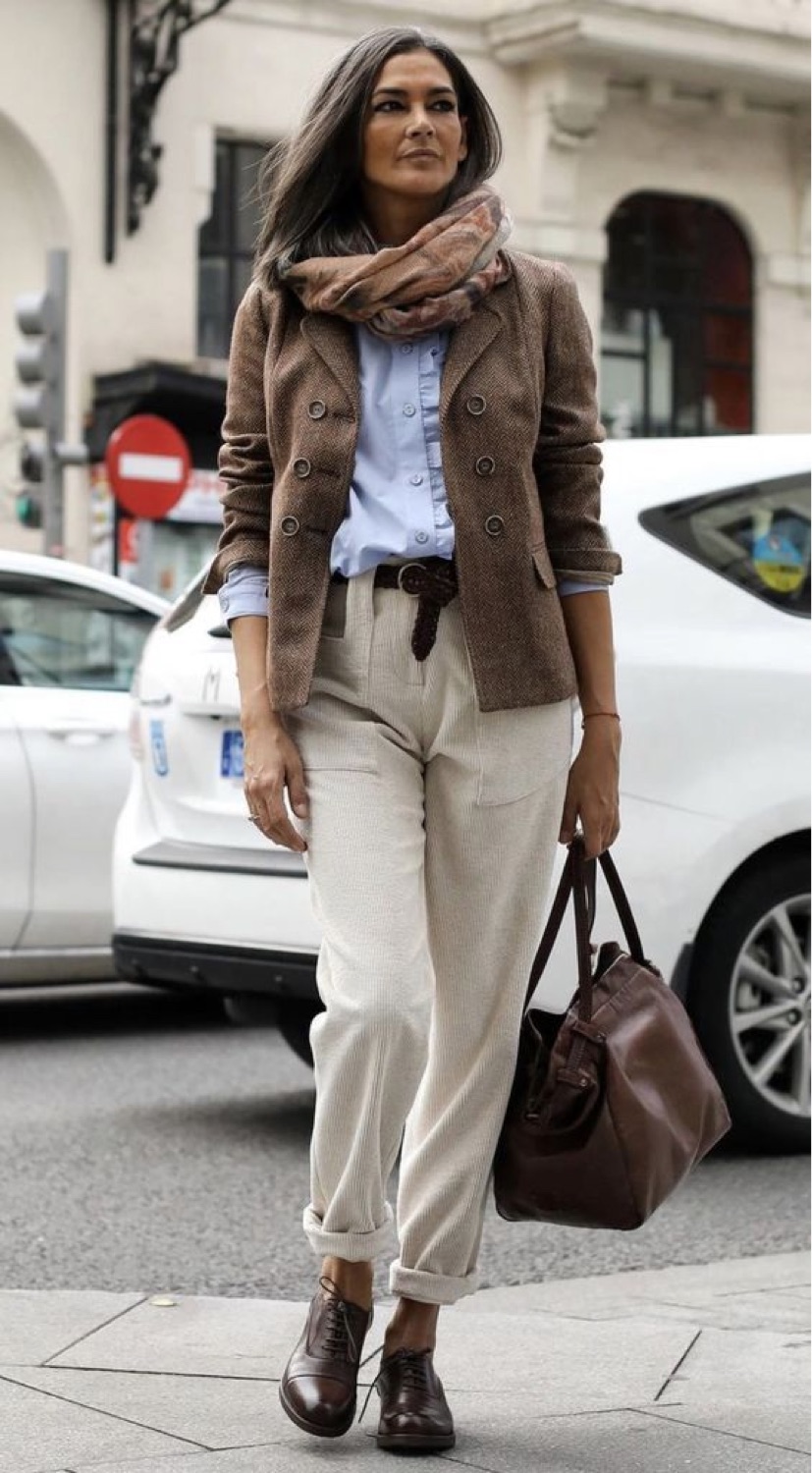Textural Mix: Tweed Blazer and Corduroy Pants Textural Mix: Tweed Blazer and Corduroy Pants β Fall to Winter Outfits