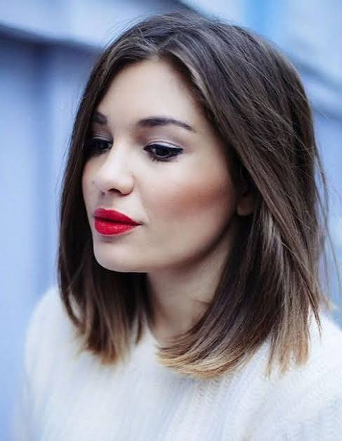 Sleek Lob With Gradient Color — Winter Haircuts for Thick Hair