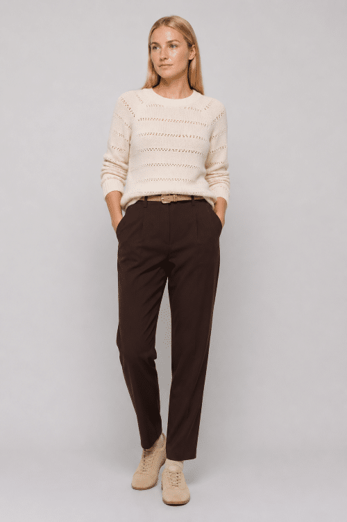 Open-Knit Sweater and Trousers for Effortless Casual Style Open-Knit Sweater and Trousers for Effortless Casual Style β Early Winter Outfits