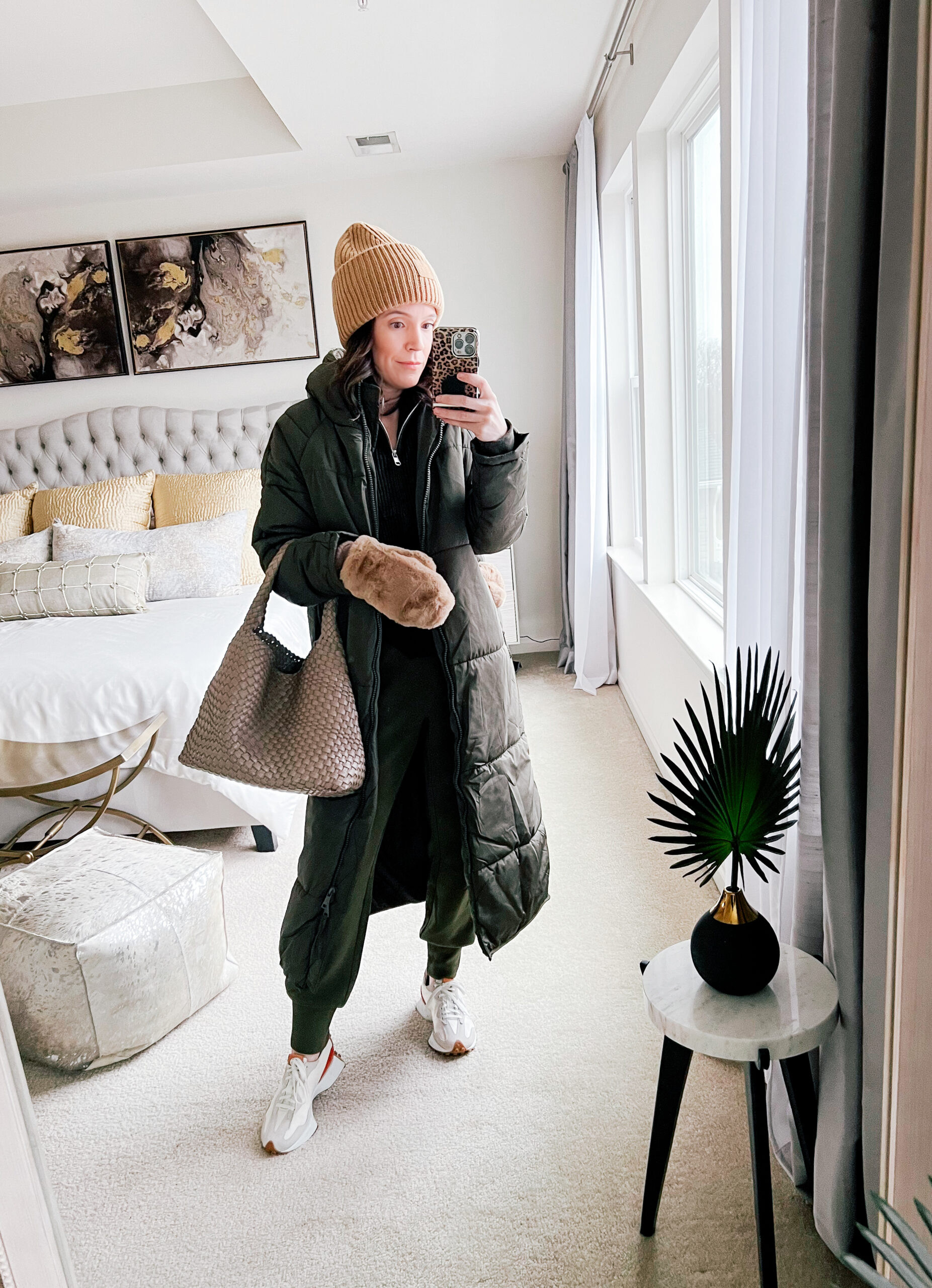 Long Olive Green Puffer with Matching Jumpsuit Long Olive Green Puffer with Matching Jumpsuit β Winter Puffer Jacket Outfits