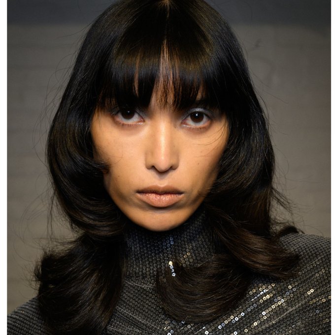 Chin Length Layered Bob With Full Bangs — Winter Haircuts for Thick Hair