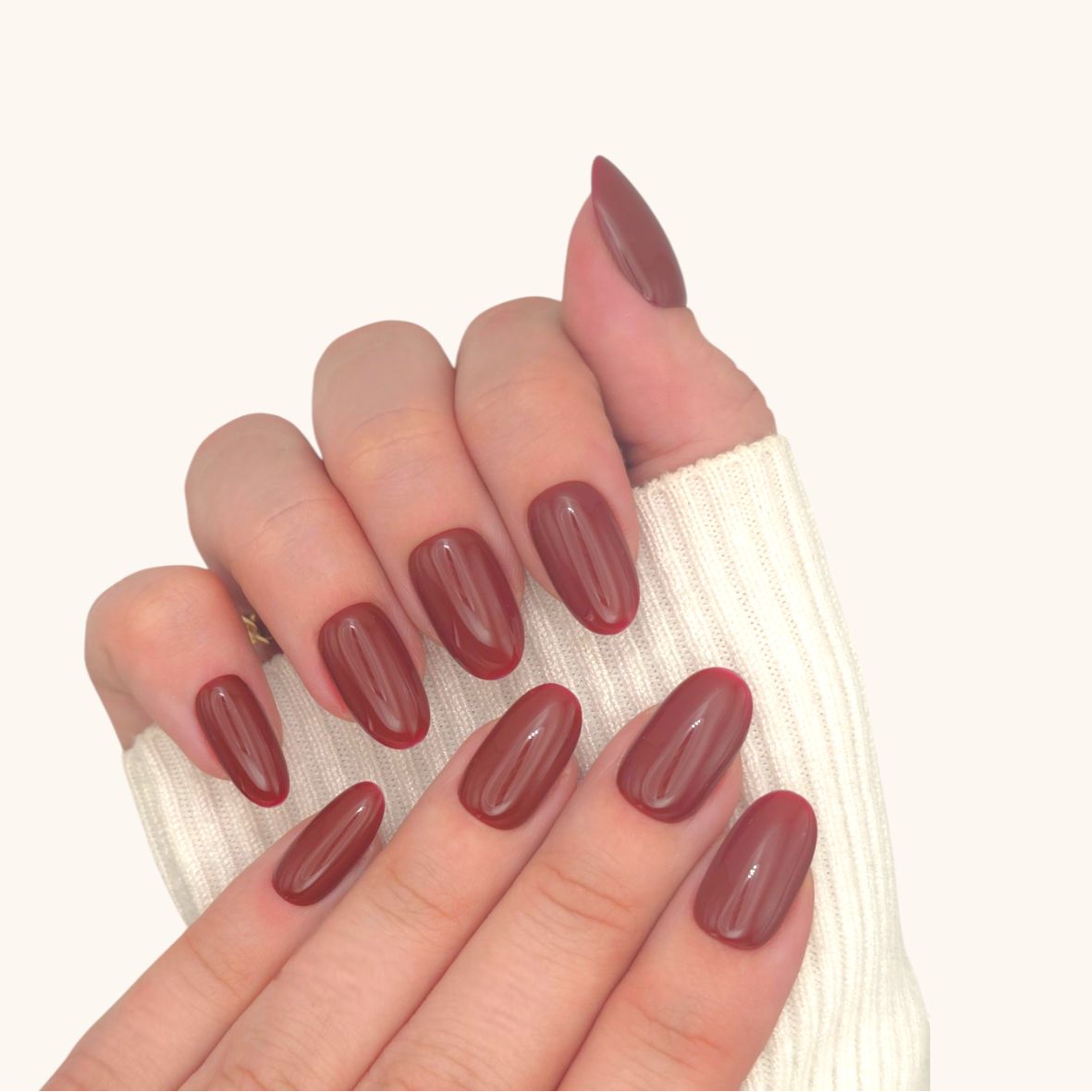 Rich Bordeaux Glossy Oval Nails Rich Bordeaux Glossy Oval Nails β Winter Oval Nails