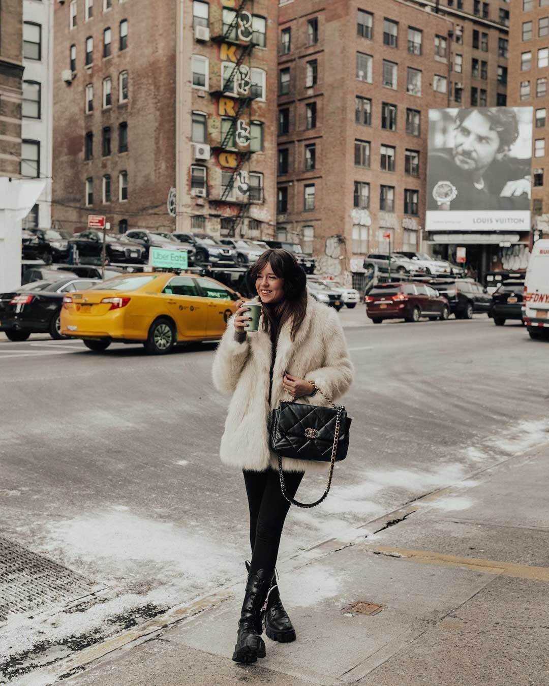 Faux Fur Jacket Adds Luxe to City Casual — Winter Outfits