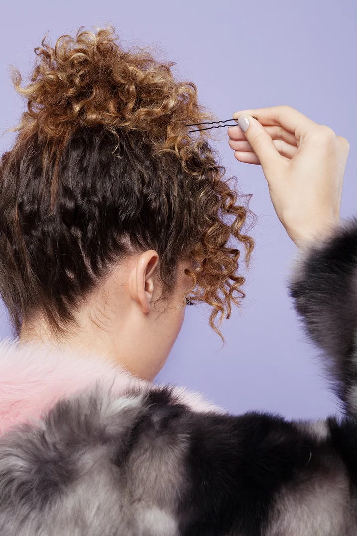 Dark Brown With Blonde Highlights Visual Idea — Winter Haircuts for Curly Hair