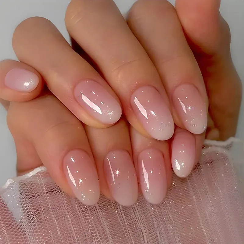 Sheer Ombre French Tip Medium Oval Nails Sheer Ombre French Tip Medium Oval Nails β Winter Oval Nails