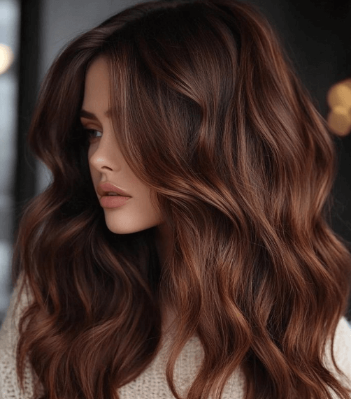 Dimensional Dark Brown Waves Dimensional Dark Brown Waves β Winter Haircuts for Wavy Hair