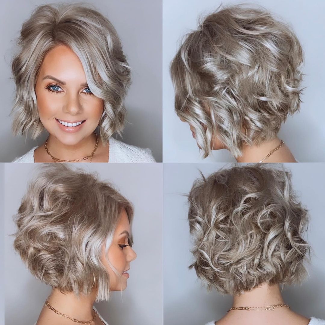 Layered Bob With Voluminous Waves Layered Bob With Voluminous Waves β Winter Haircuts for Wavy Hair