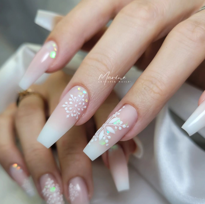 Winter French OmbrΓ© Coffin Nails Winter French OmbrΓ© Coffin Nails β Winter Coffin Nails