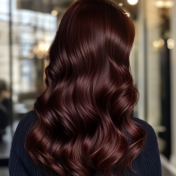 Glossy Mid-Back Auburn Waves Glossy Mid-Back Auburn Waves β Winter Haircuts for Wavy Hair