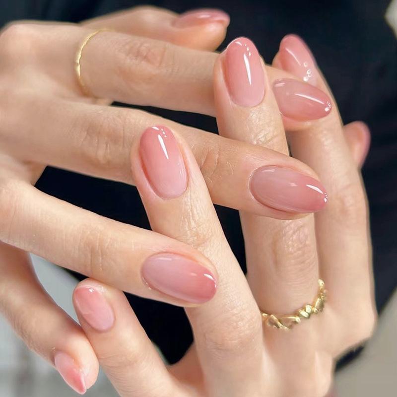 Pink Ombre Glossy Medium Oval Nails Pink Ombre Glossy Medium Oval Nails β Winter Oval Nails