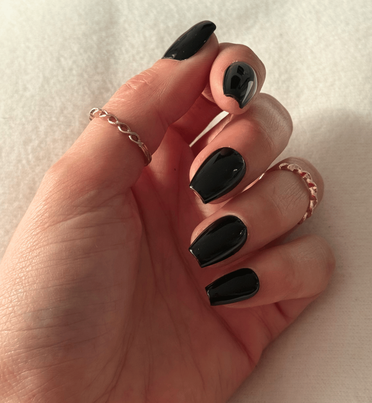 Sleek Glossy Black Coffin Nails Sleek Glossy Black Coffin Nails β Winter Coffin Nails