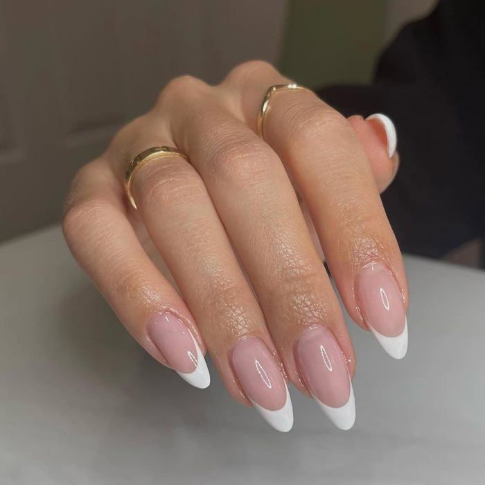 Classic Nude Base White Tip French Oval Nails Classic Nude Base White Tip French Oval Nails β Winter Oval Nails