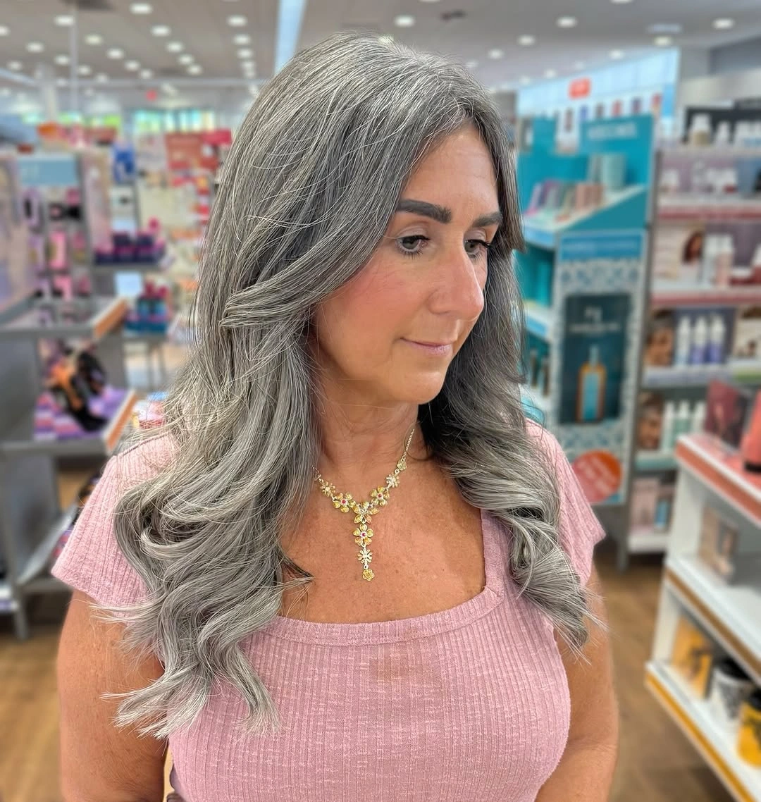 beautiful and trendy haircuts for women over 50 2027 Long Gray Layers With Soft Waves
