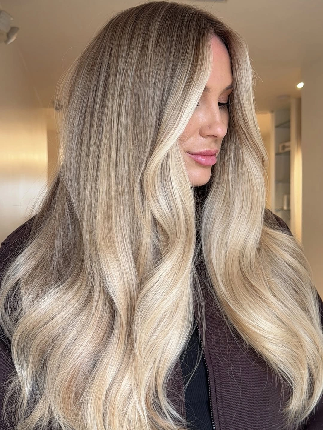 beautiful blonde winter hair color ideas Cool Champagne Blonde Balayage