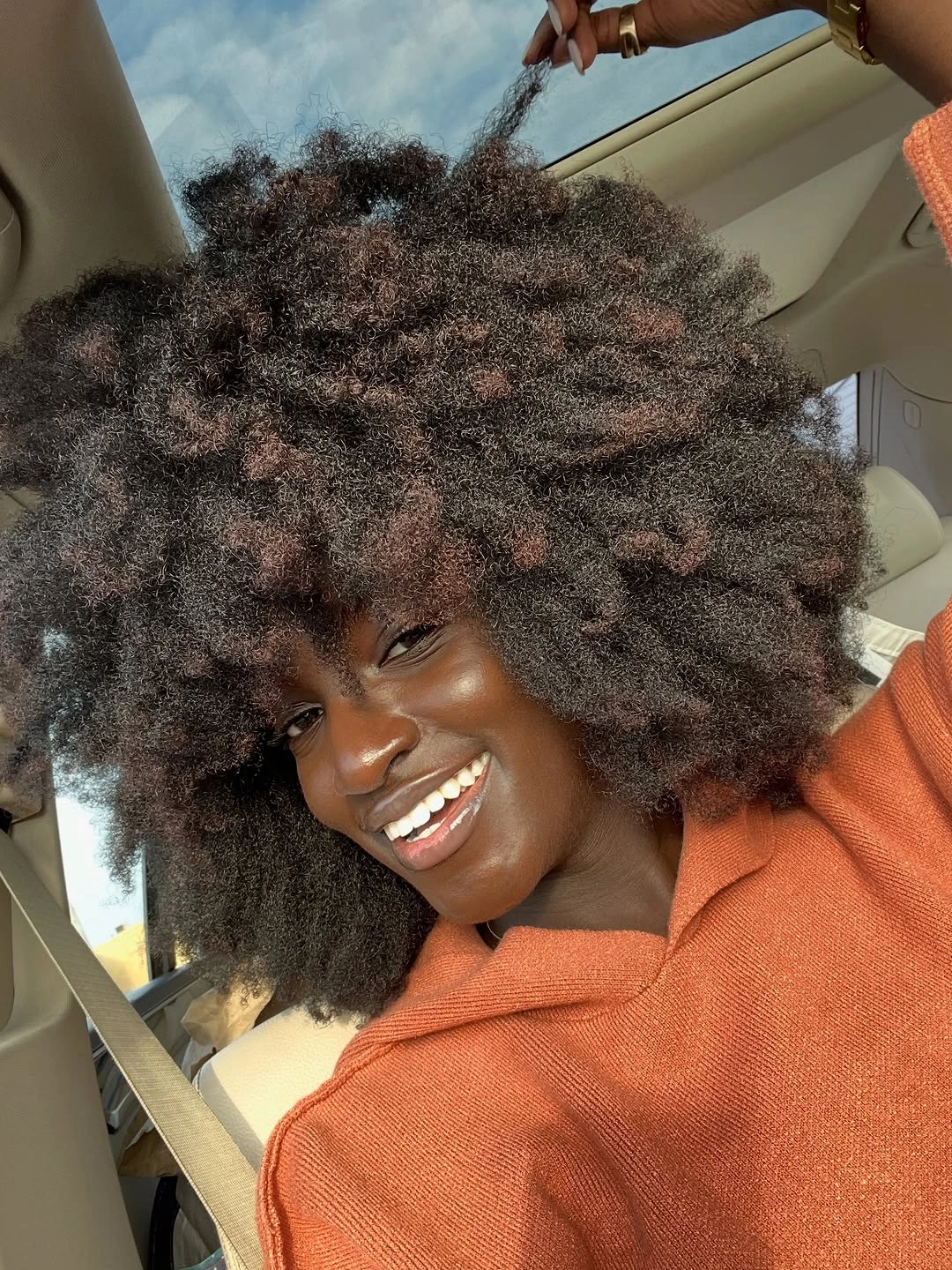 beautiful winter hair color for black women Natural Curls With Subtle Auburn Dimension