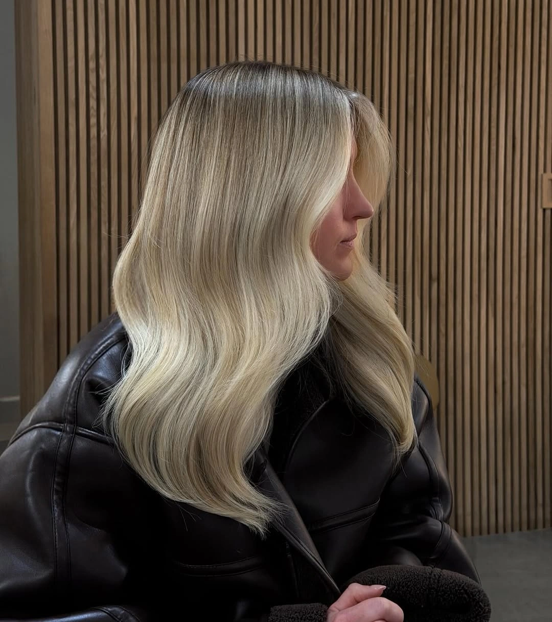 blond balayage dye Icy Beige Blonde With Polished Waves