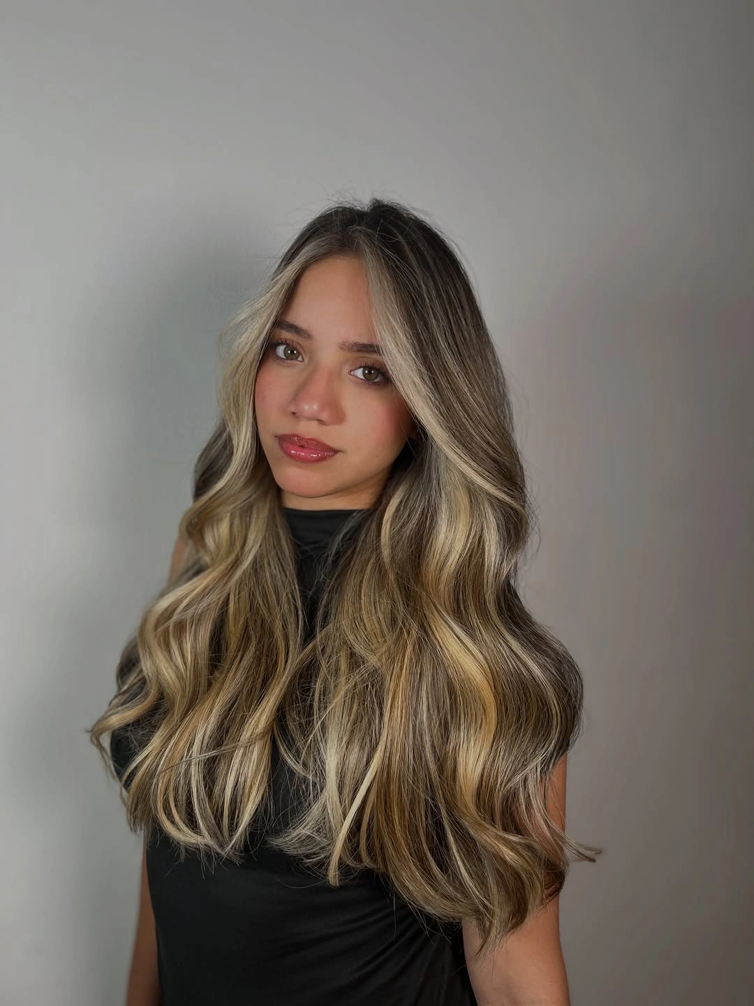 blond balayage dye Dimensional Honey Blonde With Dark Roots