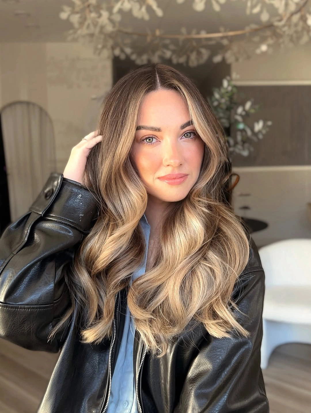 blond balayage dye Warm Honey Blonde With Glossy Waves