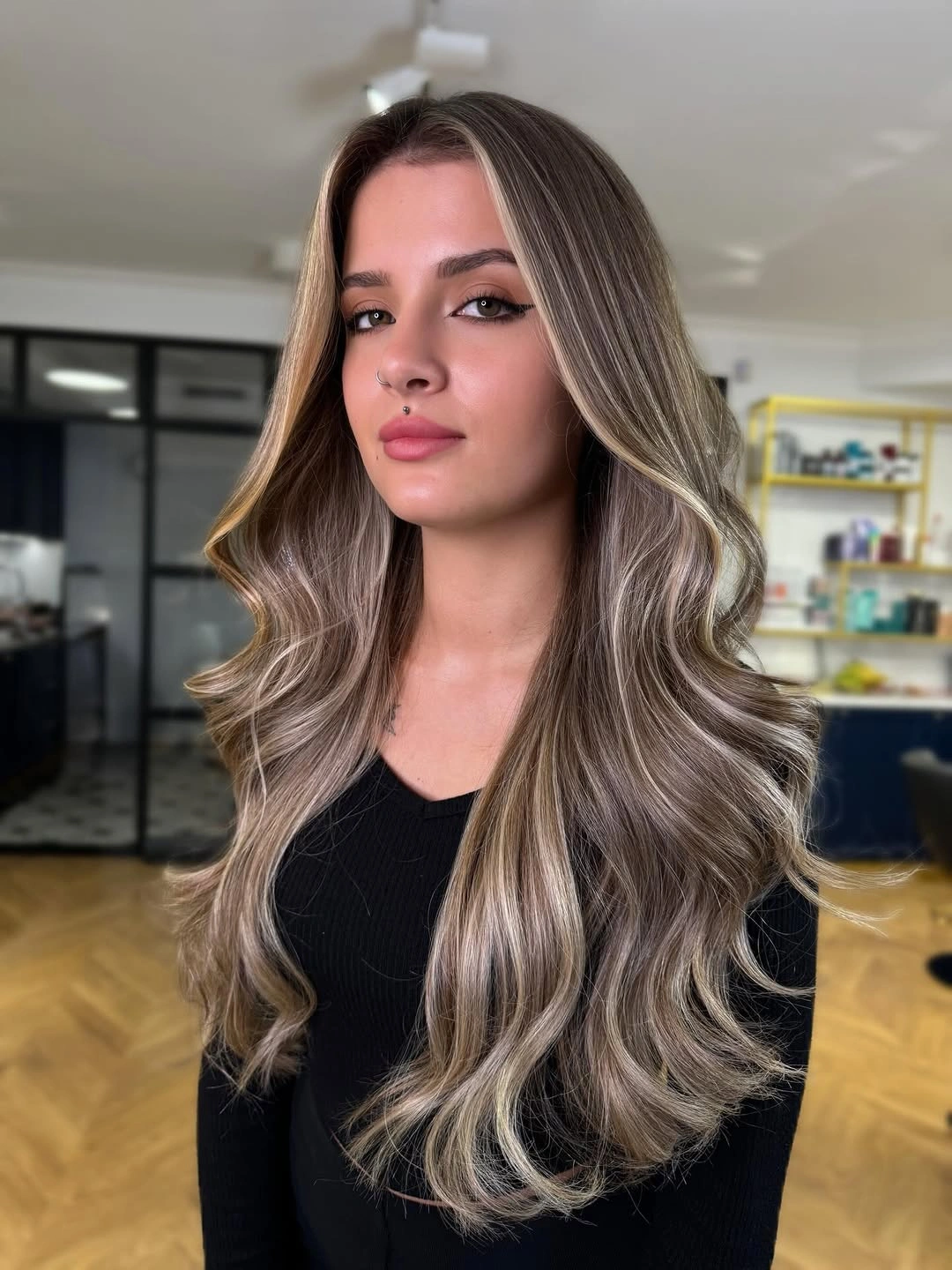 bronde balayage dye Cool Ashy Bronde With Glossy Waves