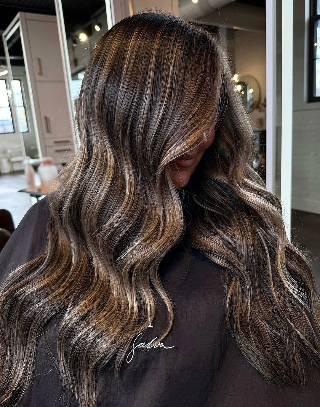 bronde balayage dye Rich Brunette Bronde With Caramel Ribbons