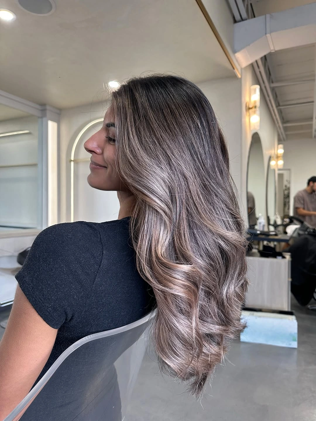 bronde balayage dye Cool Mushroom Bronde With Silky Waves