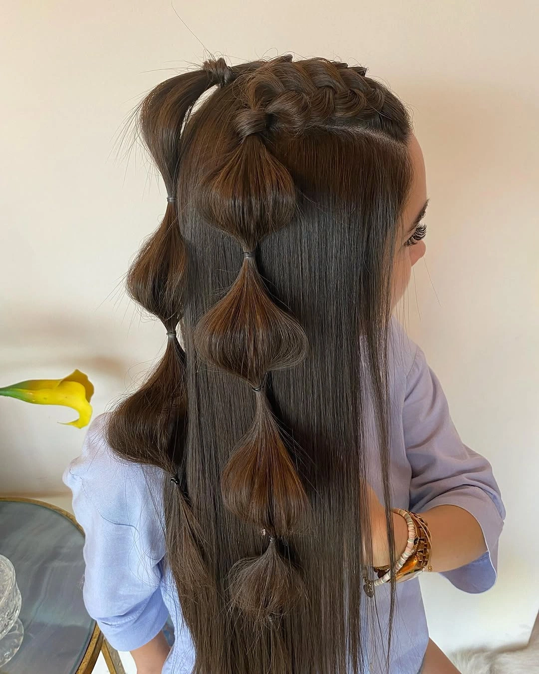 bubble braid hairstyle Half Up Bubble Style With Braided Texture