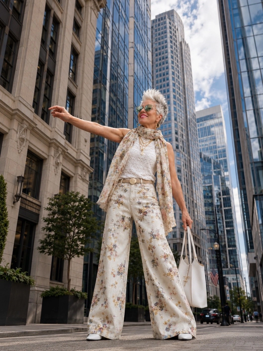 chic and trendy outfits for women over 40 2027 Floral Elegance With A Modern City Feel