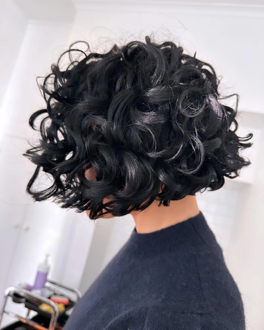 chic curly bob hair Glossy Black Curls With Maximum Volume