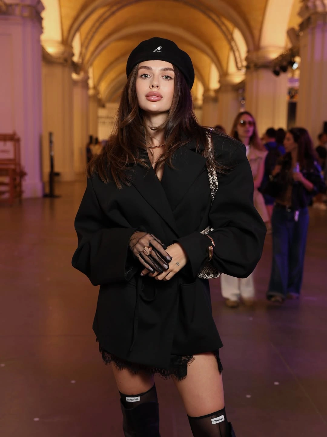 chic early winter outfits - Chic Black Blazer, Lace Shorts and Knee-High Boots