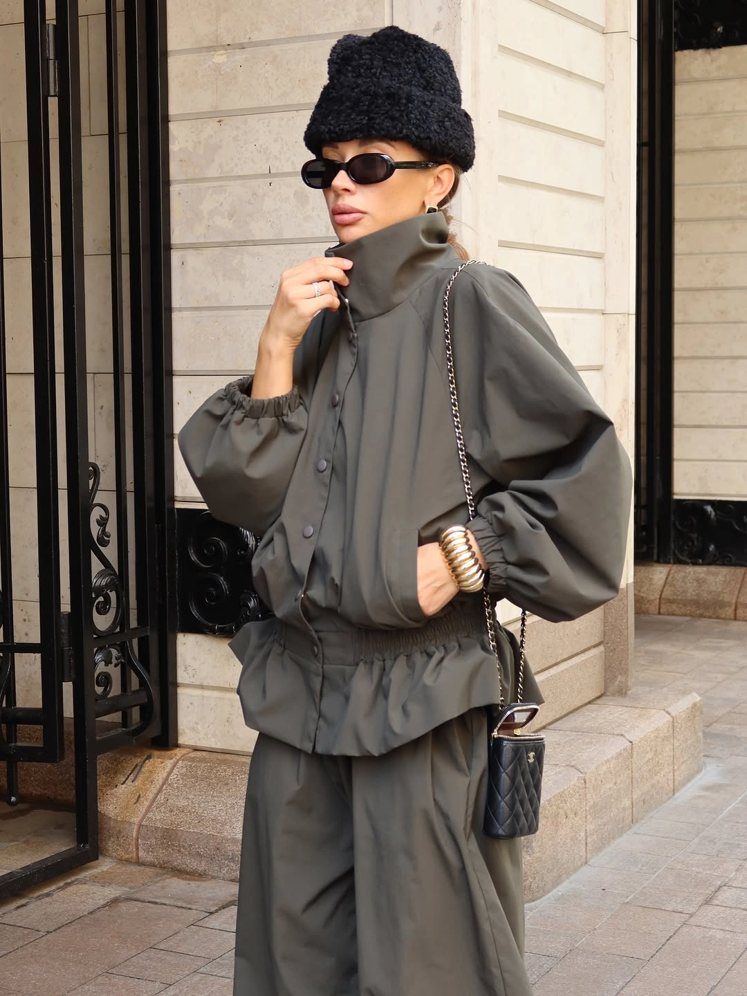 chic early winter outfits - Monochrome Gray Layers with a Soft Utility Mood